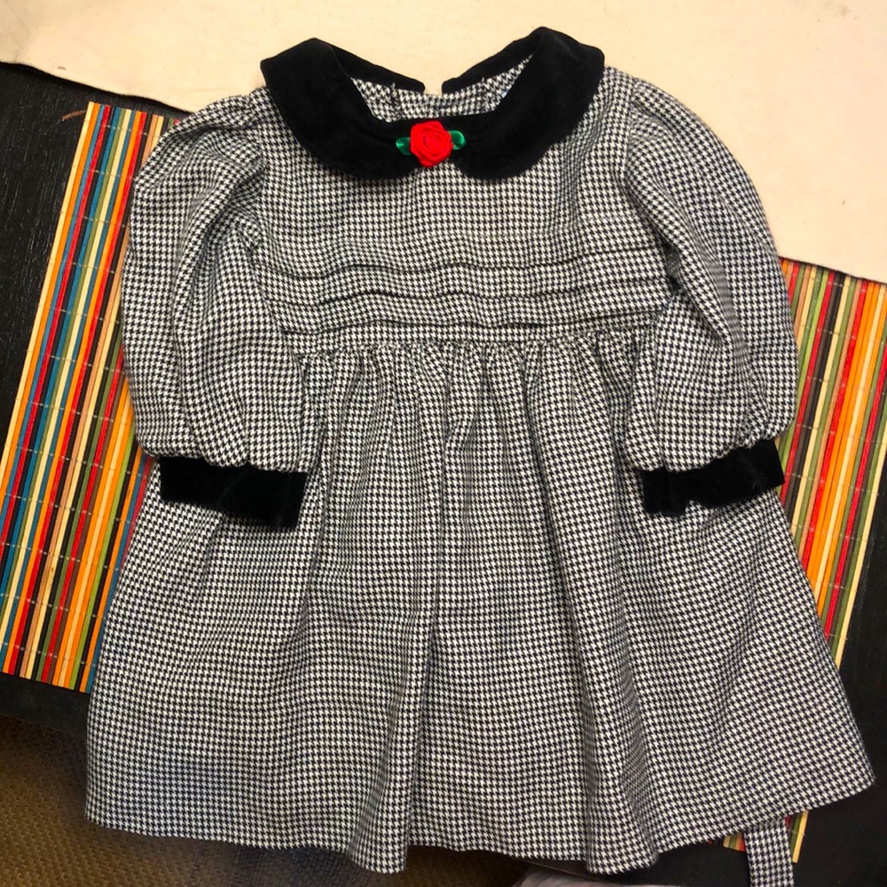 Vintage baby girl houndstooth 12 month dress